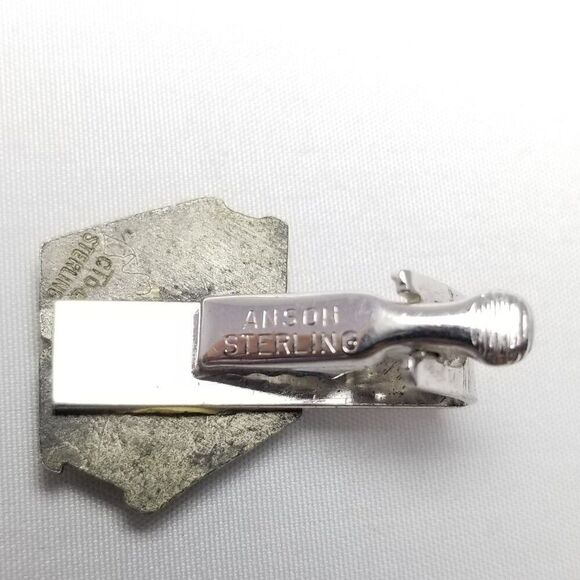 Vintage Anson Sterling Silver Concrete Building Block Tie Clip Bar, Estate - Picture 3 of 7